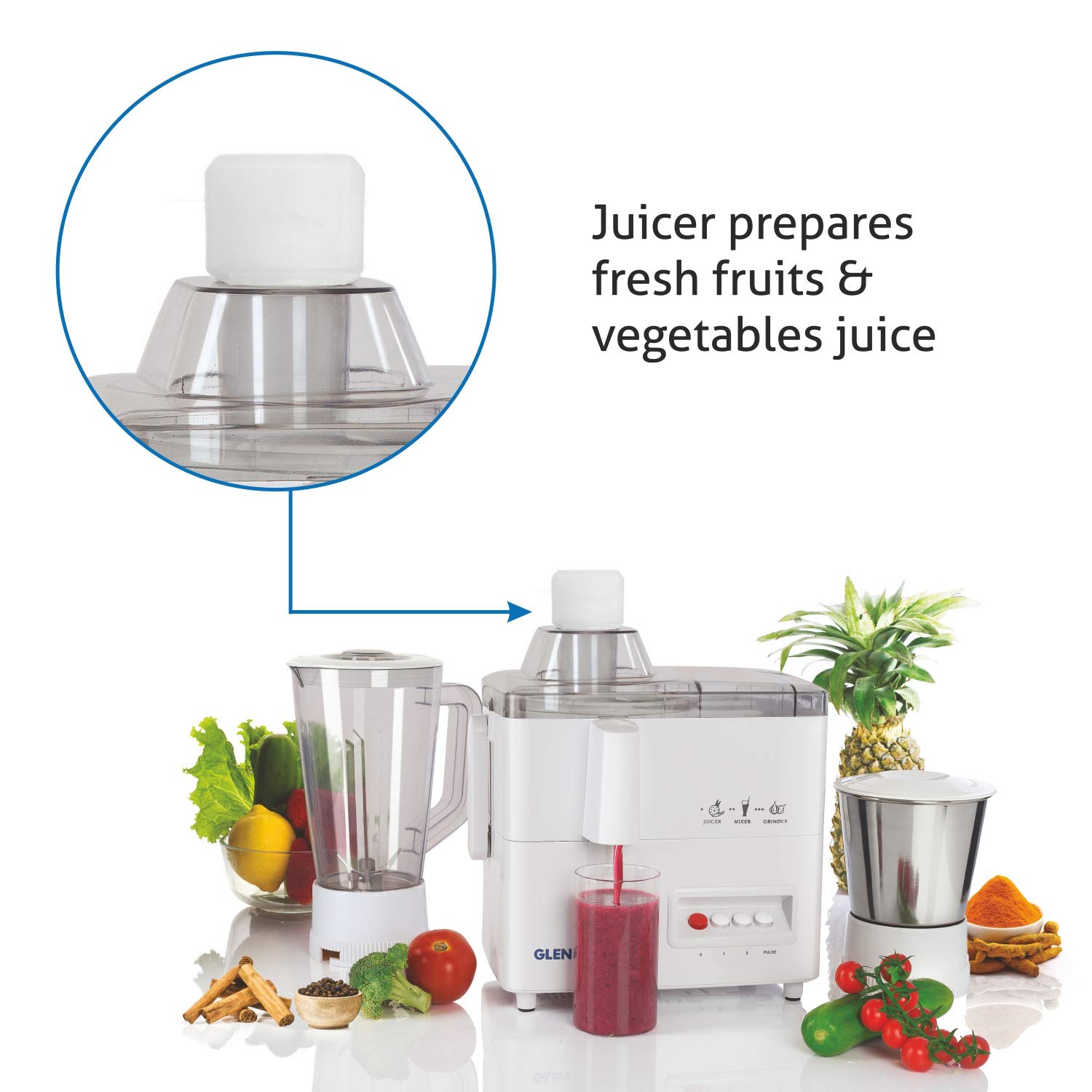 Glen SA4010 Juicer Mixer Grinder 2 Jar