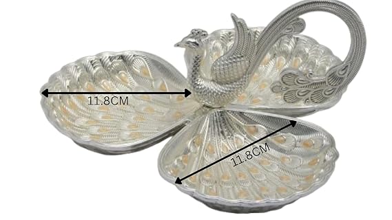 Peacock Silver White Gold Dry Fruit Tray