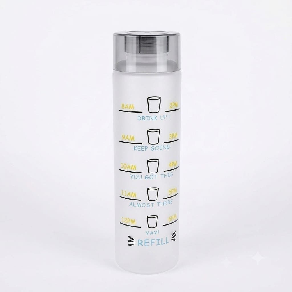 H2O Glass Water Bottle Frost Printed 1000ML