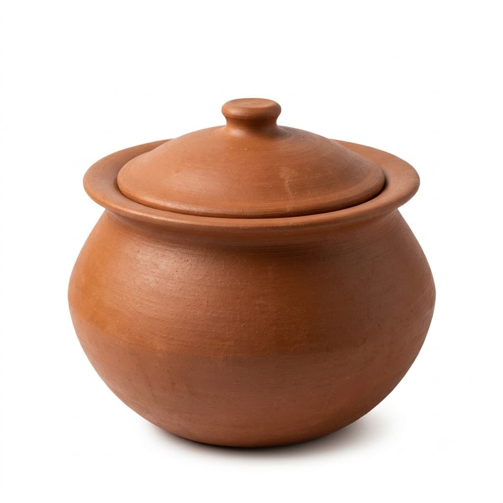 Traditional Terracotta Matka with Lid Natural Clay Storage Pot